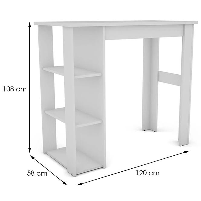 Asztal Barowy Vistig 120x58x108cm fehér 654773