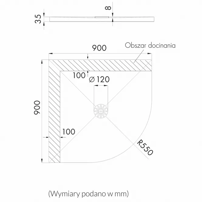 Zuhanytálca De Luxe 90x90x3,5 R55 3.041