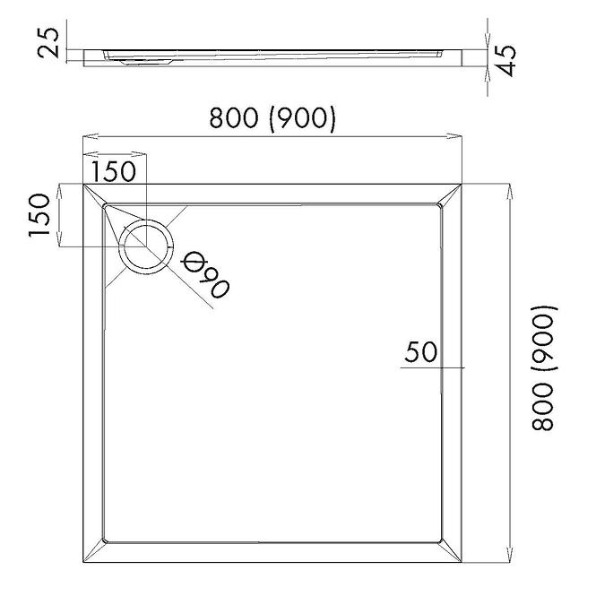 Zuhanytálca Caspar New Cement Stone 80x80x4,5 3.2330/CT/ST