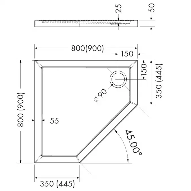 Zuhanytálca Caspar New Cement Stone 90x90x5 - 3.2398/CT/ST