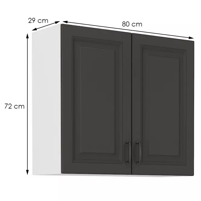 Konyhaszekrény STILO grafit mat/fehér 80g-72 2f