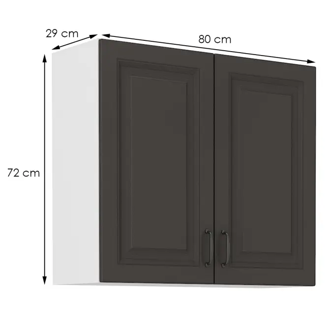 Konyhaszekrény STILO grafit mat/fehér 80g-72 2f,2
