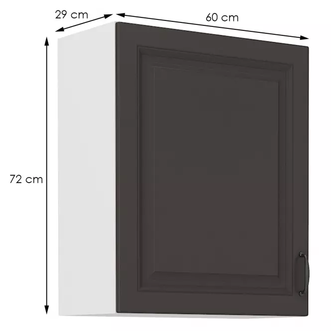 Konyhaszekrény STILO grafit mat/fehér 60g-72 1f