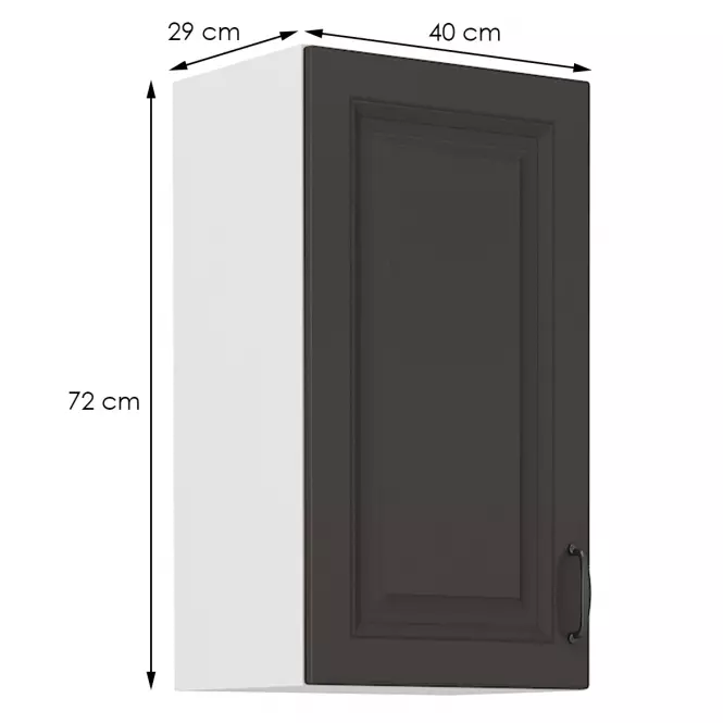Konyhaszekrény STILO grafit mat/fehér 40g-72 1f