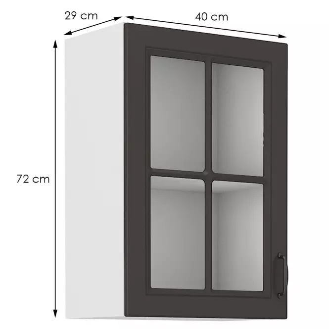 Konyhaszekrény STILO grafit mat/fehér 40gs-72 1f