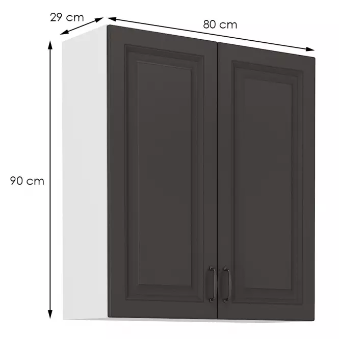 Konyhaszekrény STILO grafit mat/fehér 80g-90 2f