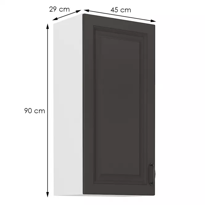 Konyhaszekrény STILO grafit mat/fehér 45g-90 1f