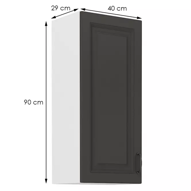 Konyhaszekrény STILO grafit mat/fehér 40g-90 1f