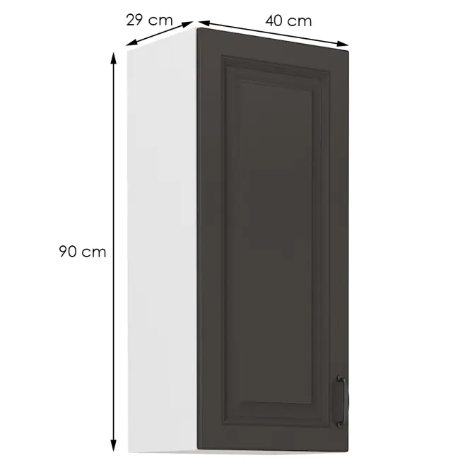 Konyhaszekrény STILO grafit mat/fehér 40g-90 1f,2