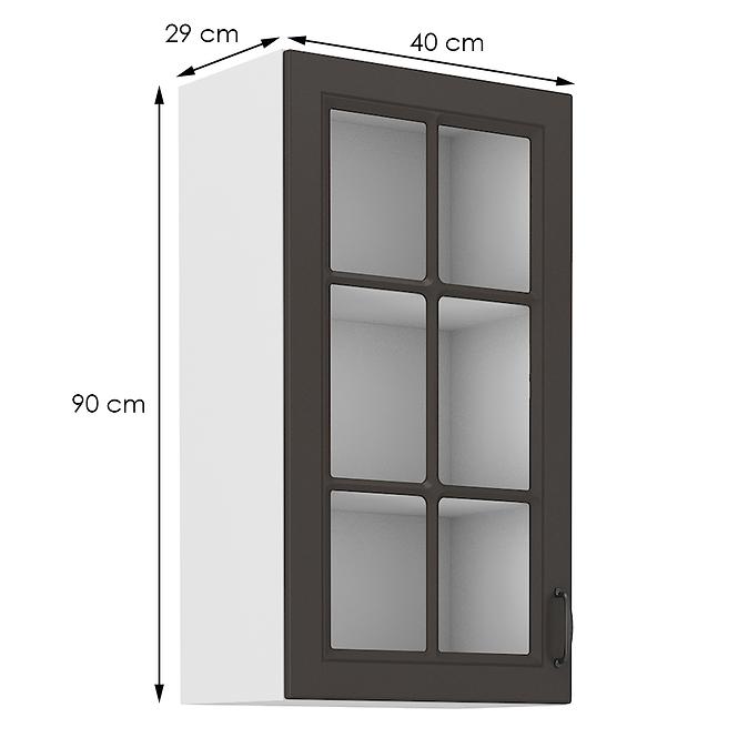 Konyhaszekrény STILO grafit mat/fehér 40gs-90 1f