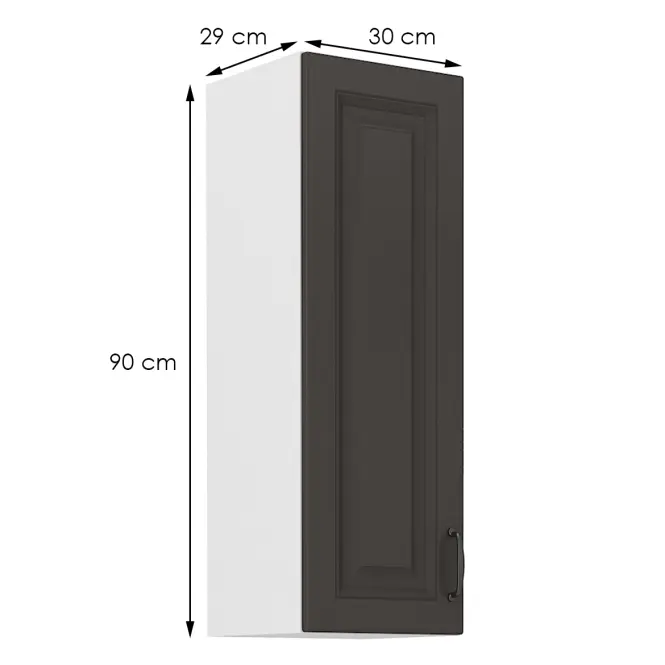 Konyhaszekrény STILO grafit mat/fehér 30g-90 1f,2