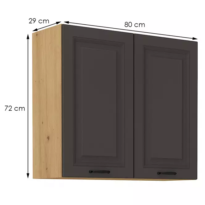Konyhaszekrény STILO grafit mat/artisan 80g-72 2f