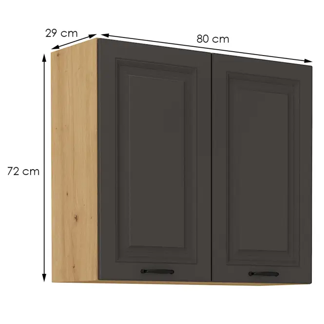 Konyhaszekrény STILO grafit mat/artisan 80g-72 2f,2