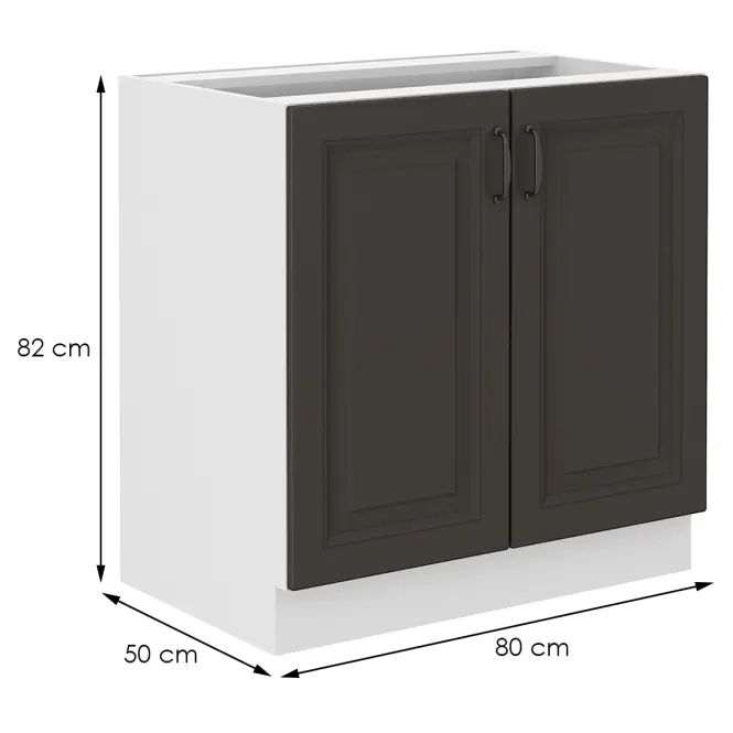 Konyhaszekrény STILO grafit mat/fehér 80d 2f bb,2