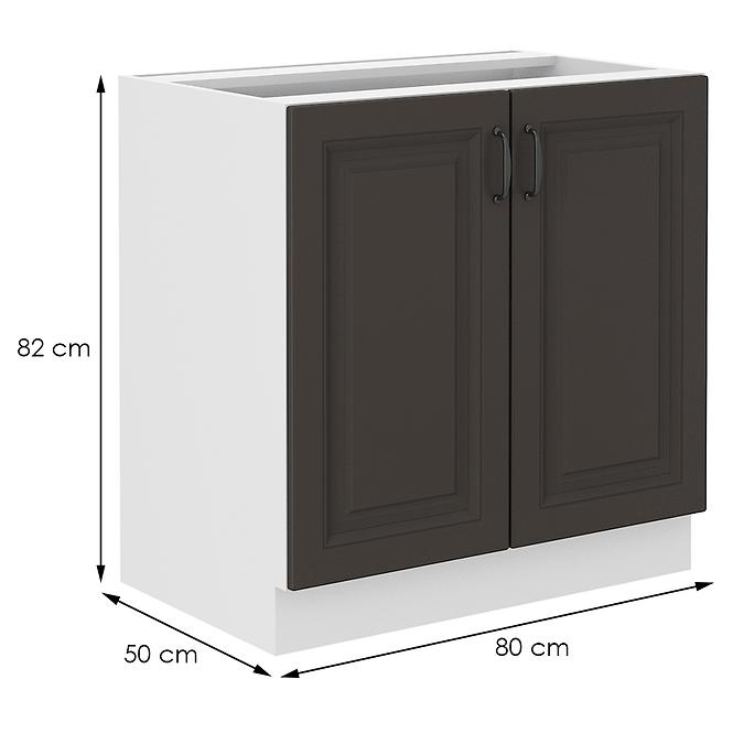 Konyhaszekrény STILO grafit mat/fehér 80d 2f bb,2