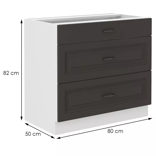 Konyhaszekrény STILO grafit mat/fehér 80d 3s bb