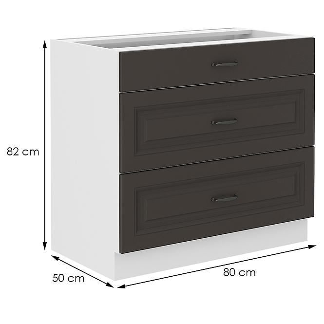 Konyhaszekrény STILO grafit mat/fehér 80d 3s bb