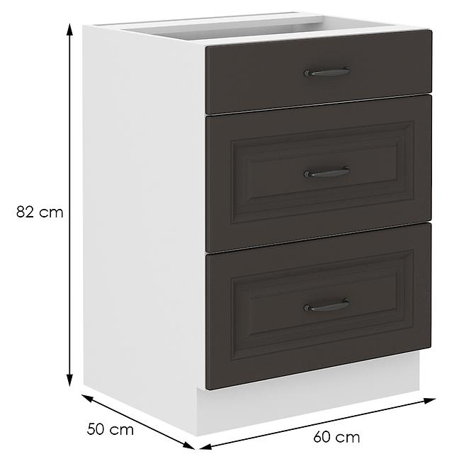 Konyhaszekrény STILO grafit mat/fehér 60d 3s bb,2