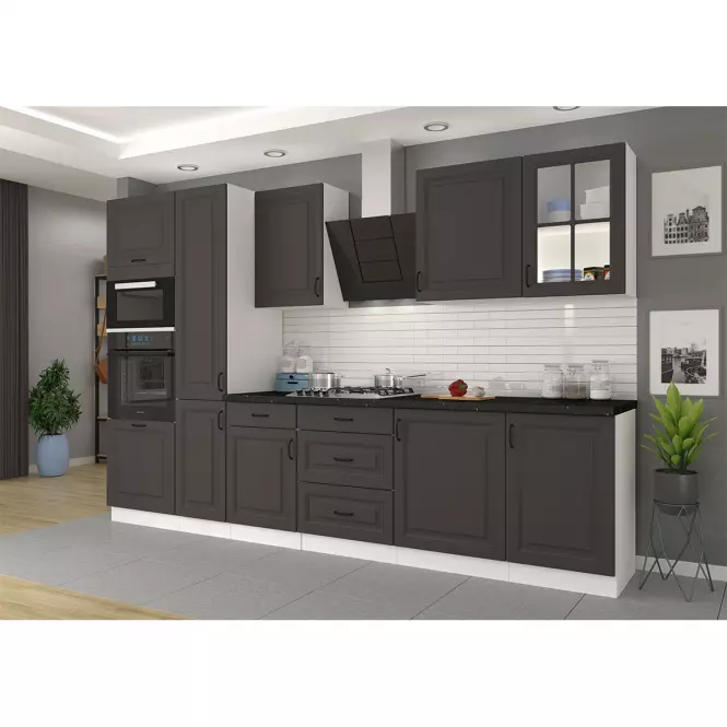 Konyhaszekrény STILO grafit mat/fehér 40d 1f bb