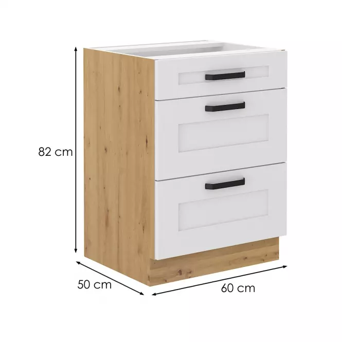 Konyhaszekrény LUNA fehér mat/artisan  60d 3s bb