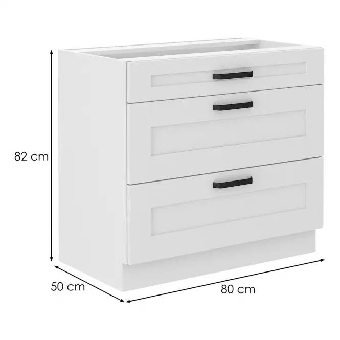 Konyhaszekrény LUNA fehér mat/fehér  80d 3s bb,2