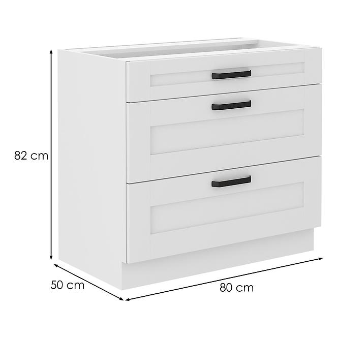 Konyhaszekrény LUNA fehér mat/fehér  80d 3s bb,2
