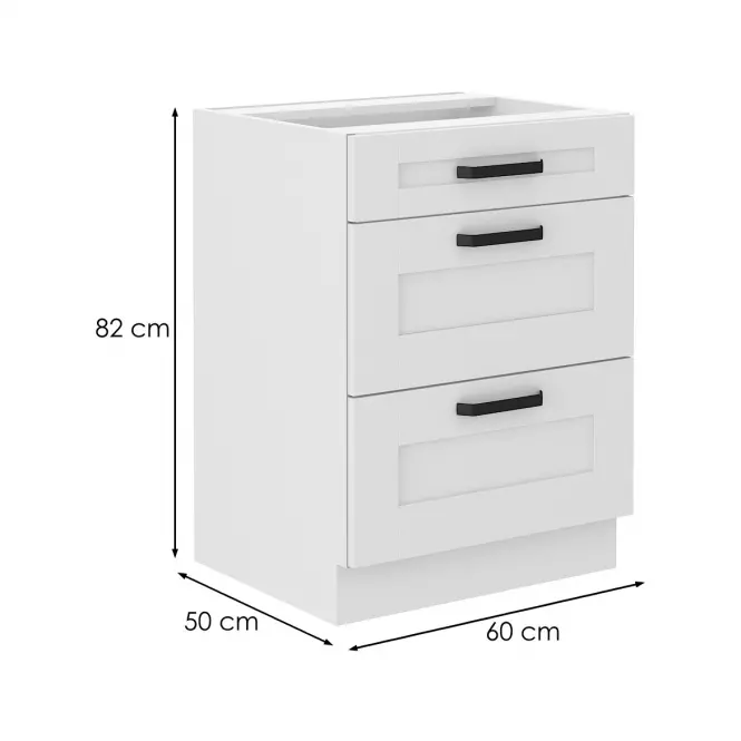 Konyhaszekrény LUNA fehér mat/fehér  60d 3s bb,2