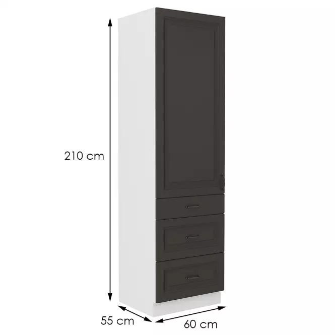 Konyhaszekrény STILO grafit mat/fehér 60dks-210 3s 1f
