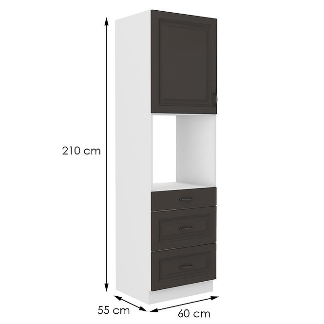 Konyhaszekrény STILO grafit mat/fehér 60dps-210 3s 1f