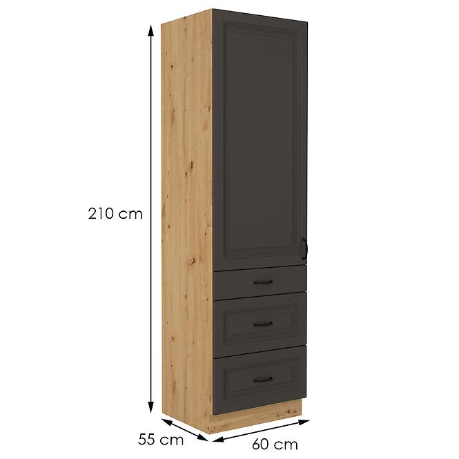 Konyhaszekrény STILO grafit mat/artisan 60dks-210 3s 1f,2