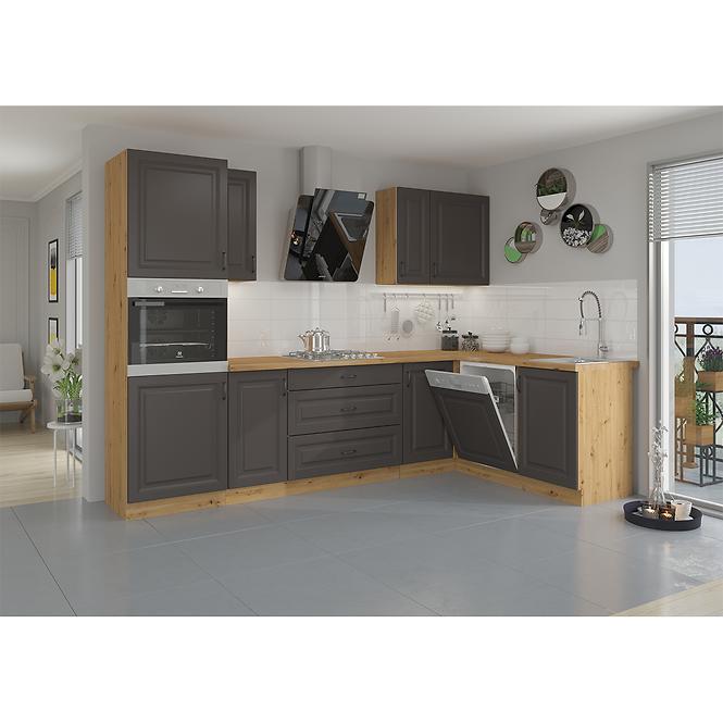 Konyhaszekrény STILO grafit mat/artisan 60dps-210 3s 1f