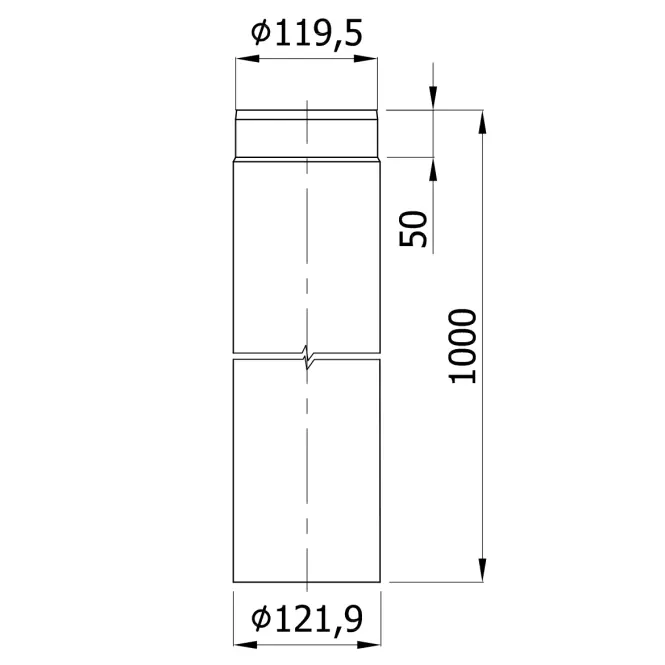 Egyszerű cső RP 120/1000-CZ6 szürke,2
