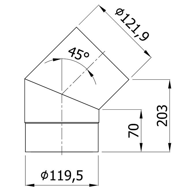 Rögzített könyök KS 120/45-CZ6 szürke