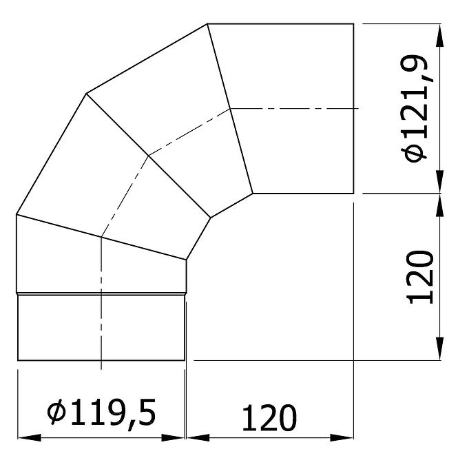 Rögzített könyök KS 120/90-CZ6 szürke