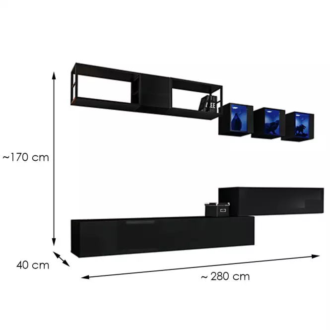 Nappali bútor Switch Met III fekete