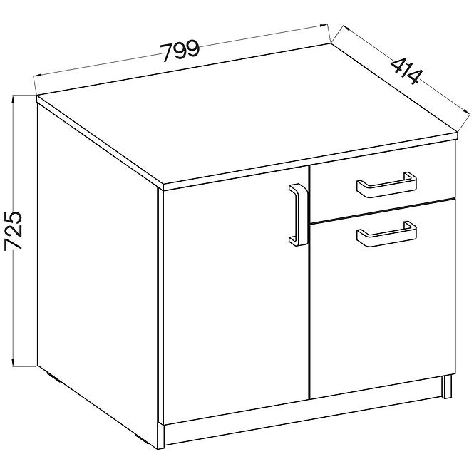 Komód Alacsony 2f1s Malta Világos szürkeTyp 820
