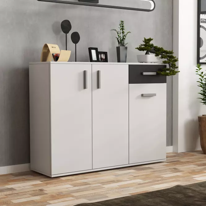Komód Justus 07 White/ Black Gloss