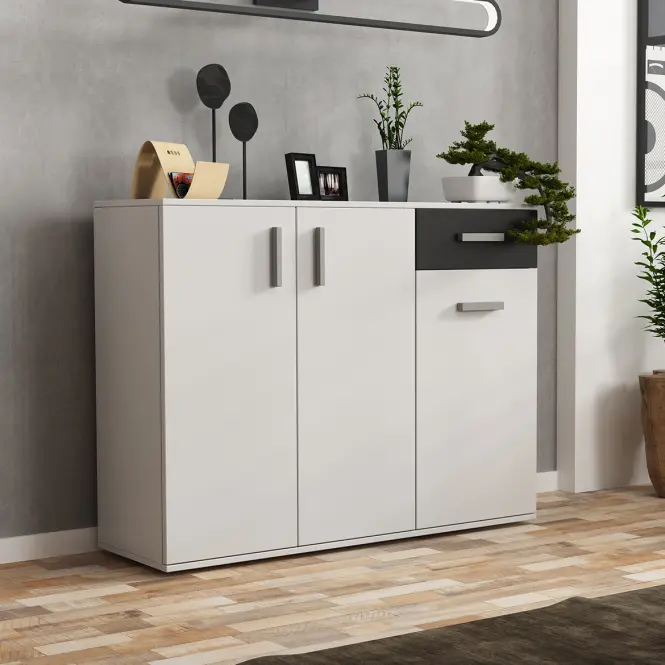 Komód Justus 07 White/ Black Gloss,3
