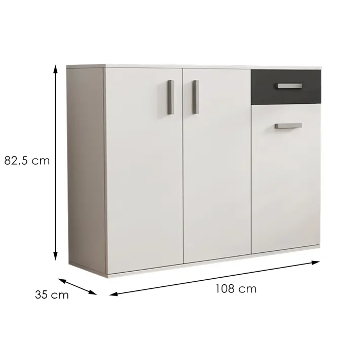 Komód Justus 07 White/ Black Gloss