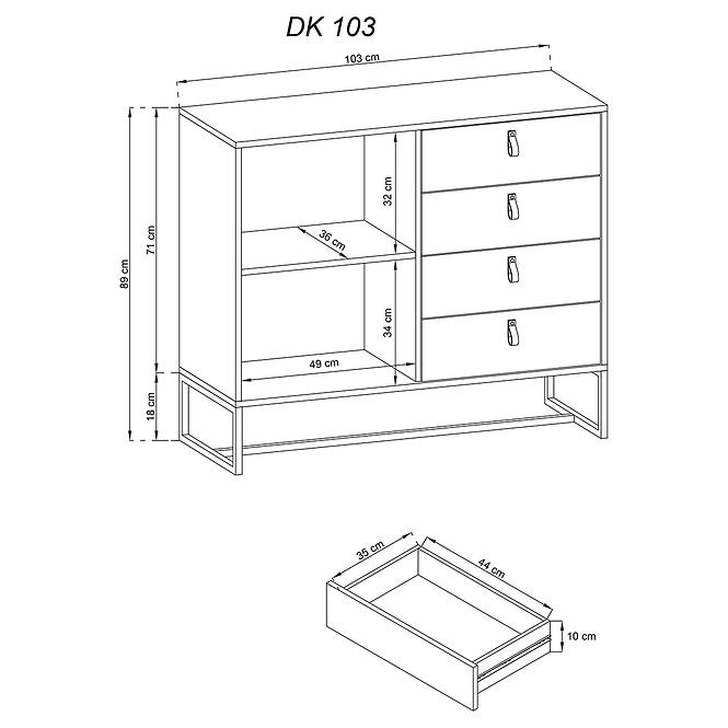 Komód Dark Dk103 Tölgy Ribbeck/Fekete kő,3