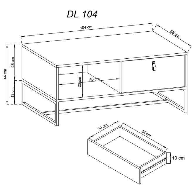 Dóhányzóasztal Dark Dl104 Ribbeck tölgy / fekete kő