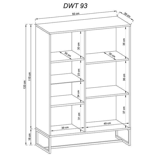 Vitrína Dark Dwt93 kézműves tölgy / fekete gyöngy