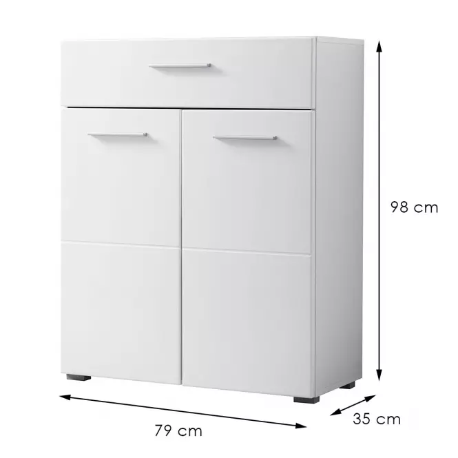Komód Beny 2d1s fehér /fehér fényes 11008609,5