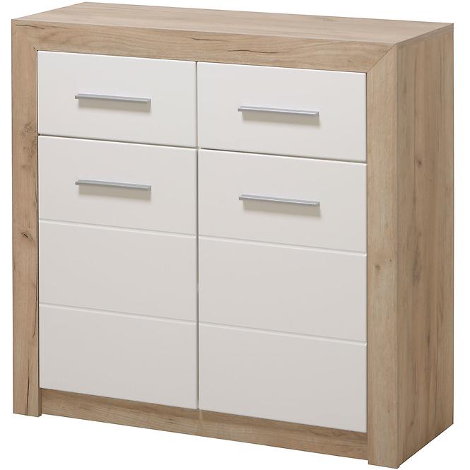 Komód Astor 2d2s Tölgy Šedá/fehér fényes 11008635