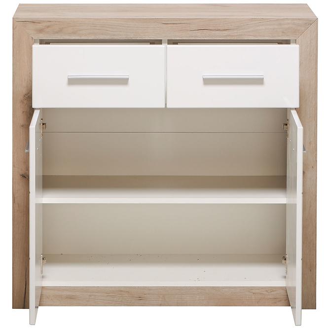 Komód Astor 2d2s Tölgy Šedá/fehér fényes 11008635