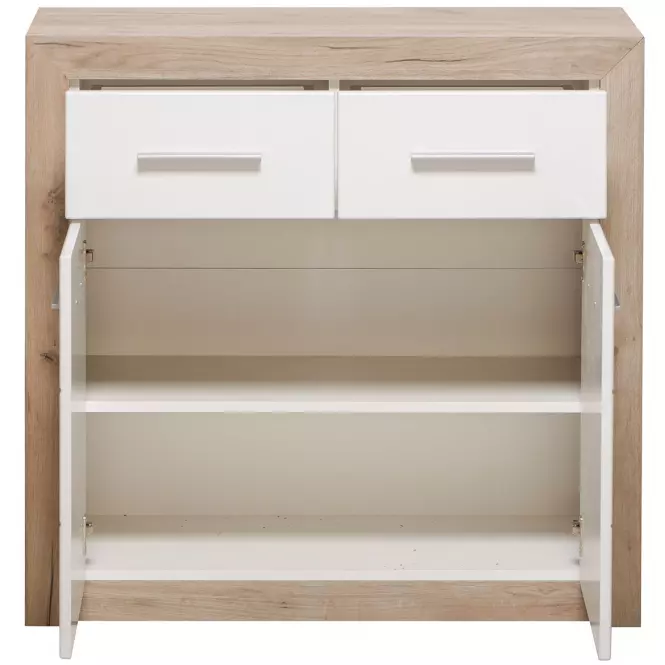 Komód Astor 2d2s Tölgy Šedá/fehér fényes 11008635,4