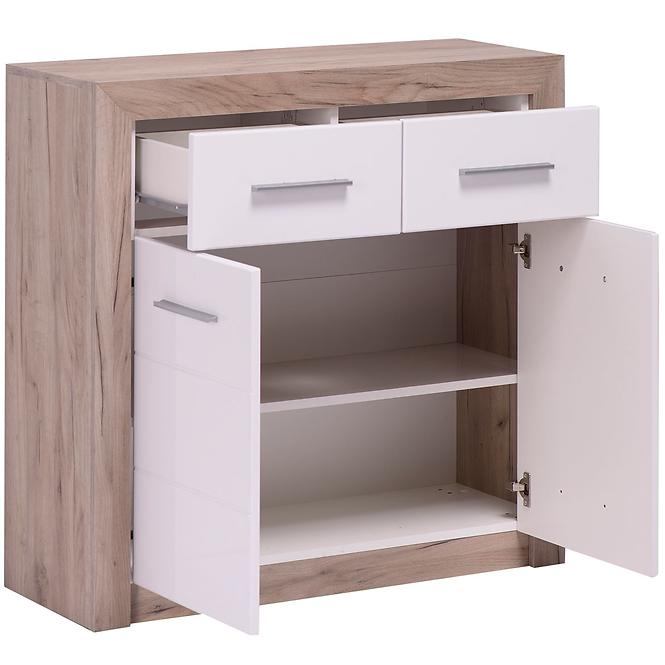 Komód Astor 2d2s Tölgy Šedá/fehér fényes 11008635