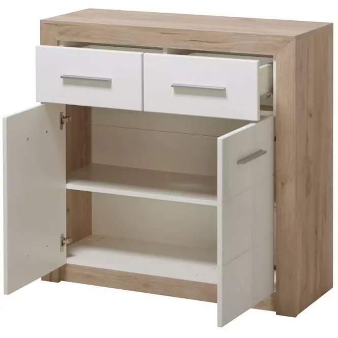 Komód Astor 2d2s Tölgy Šedá/fehér fényes 11008635