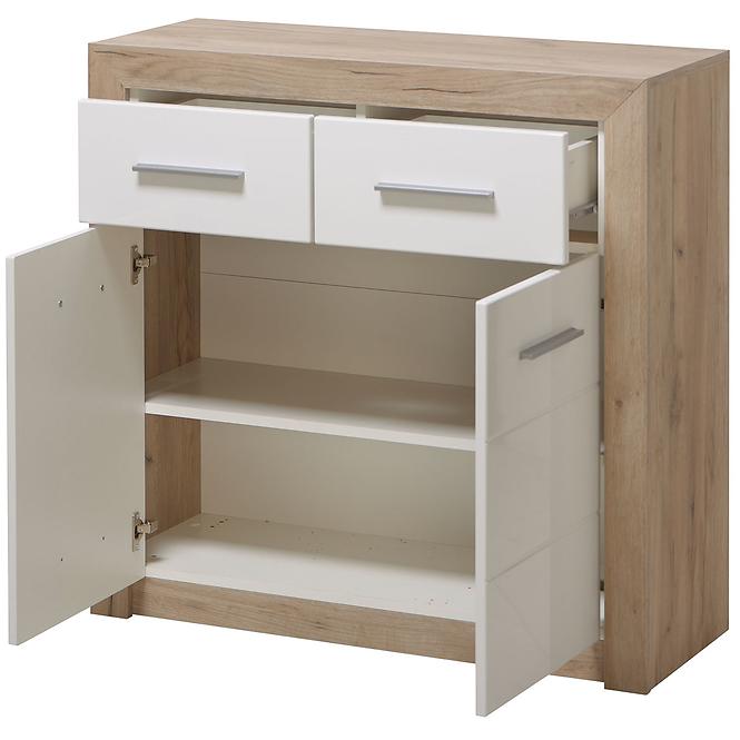 Komód Astor 2d2s Tölgy Šedá/fehér fényes 11008635