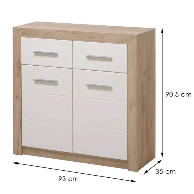 Komód Astor 2d2s Tölgy Šedá/fehér fényes 11008635